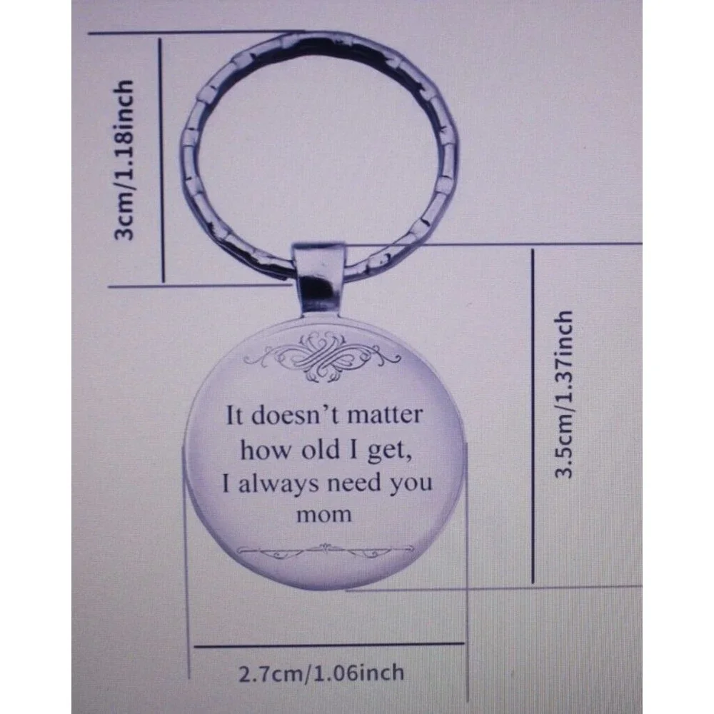I Always Need You Mom Bubble Keychain Alloy Keyring Inspirational Gift NIP